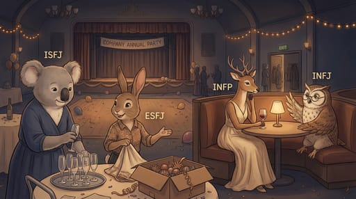 Nano Banana 提示词：MBTI 16 人格动物拟人插画生成器｜Curify AI